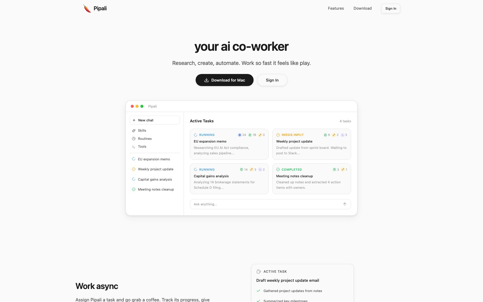 Pipali homepage screenshot