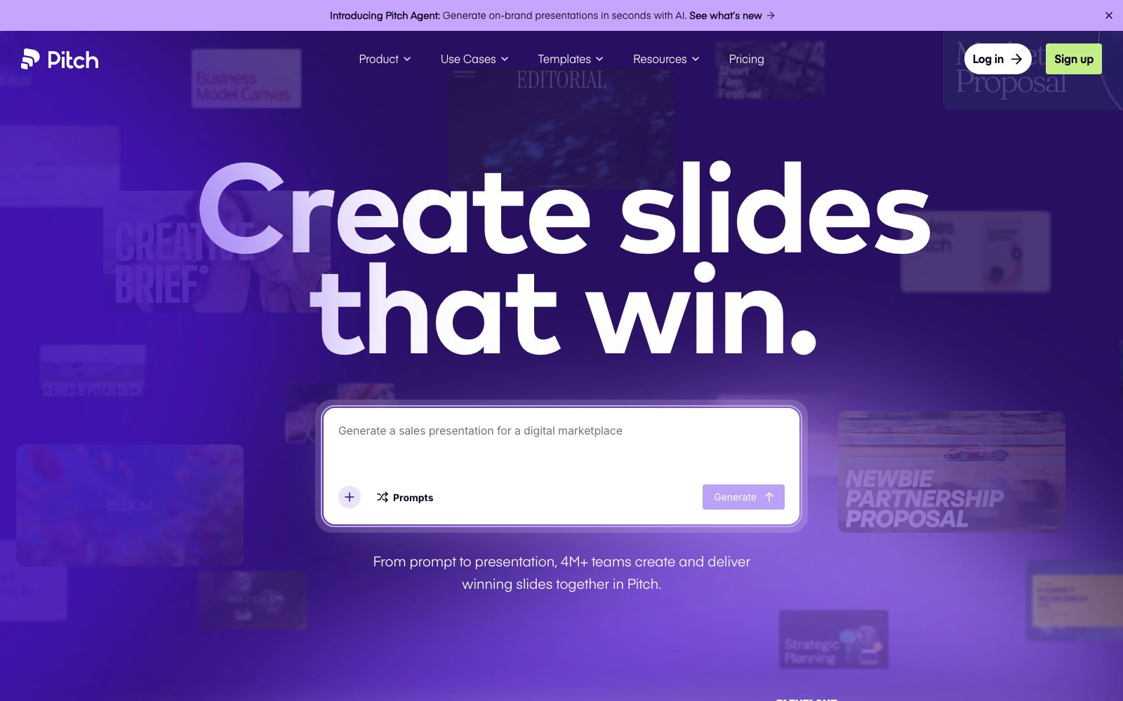 Pitch homepage screenshot