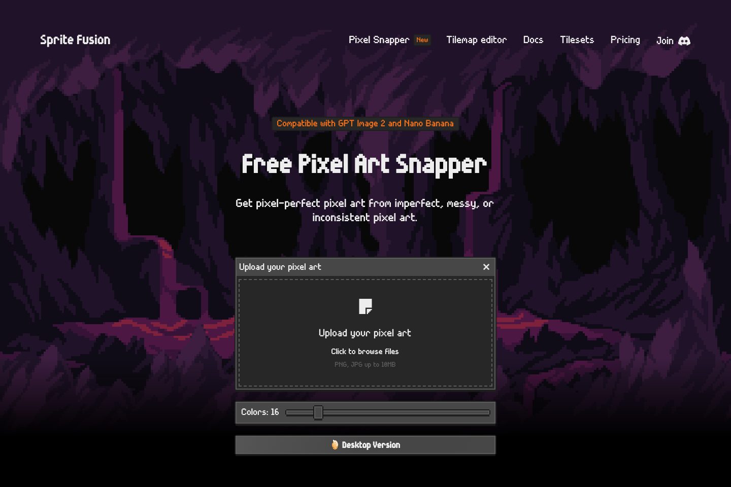 Pixel Snapper homepage screenshot