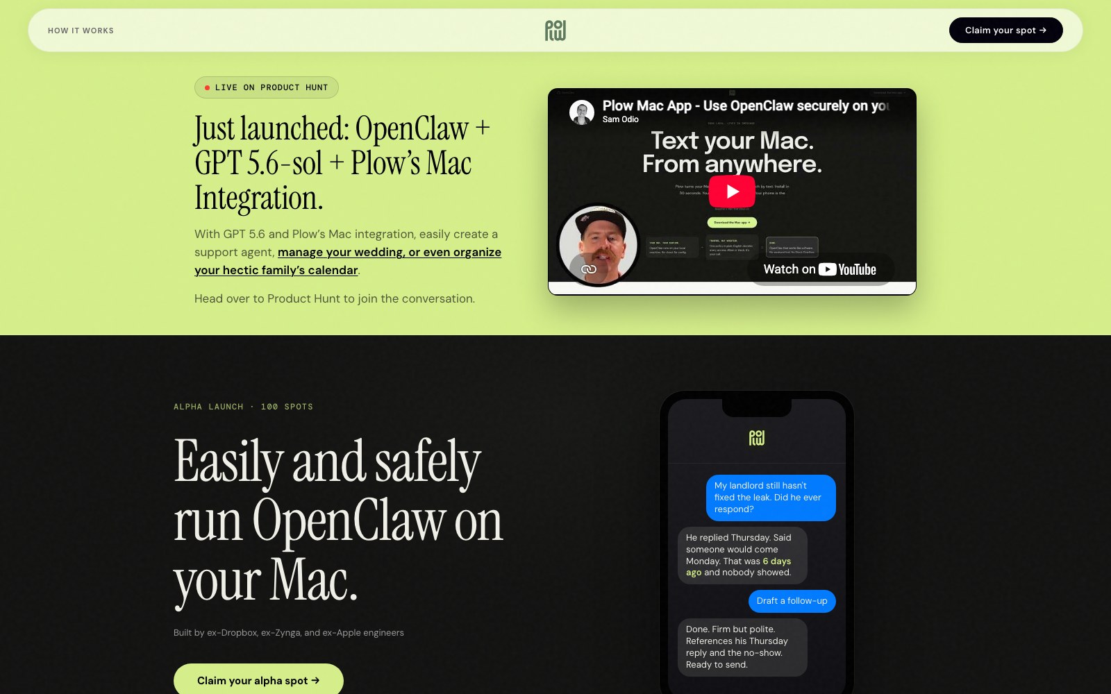 Plow Mac App homepage screenshot