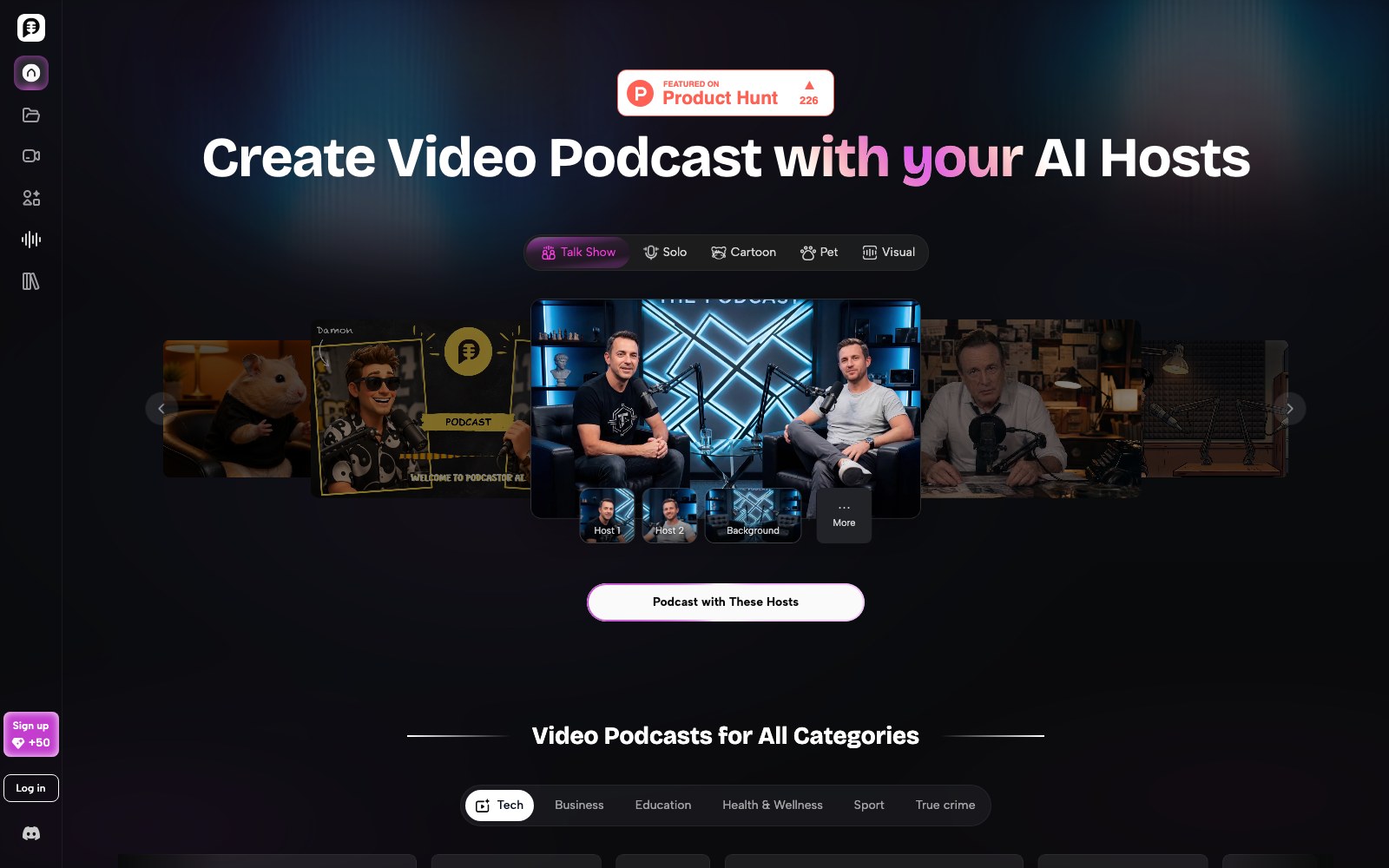 PodcastorAI homepage screenshot