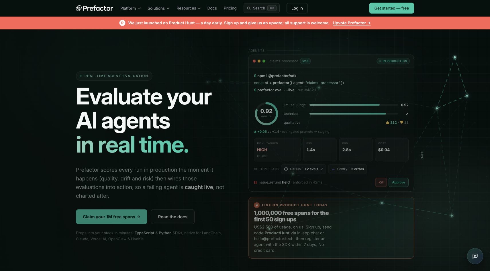 Prefactor homepage screenshot