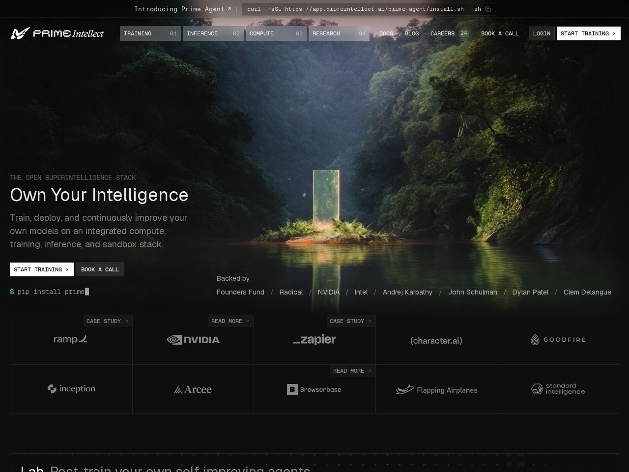 Prime Agent homepage screenshot