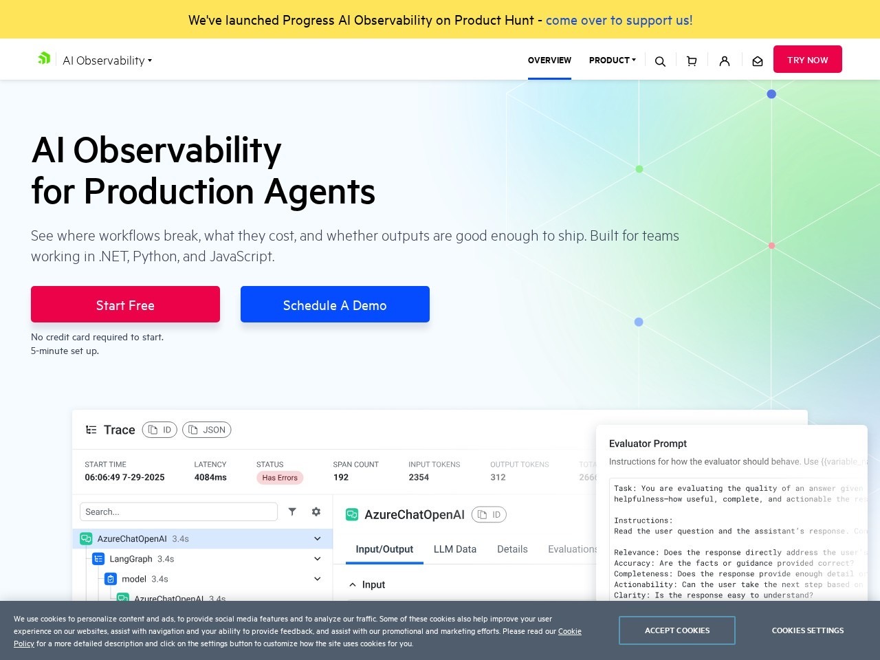 Progress AI Observability homepage screenshot