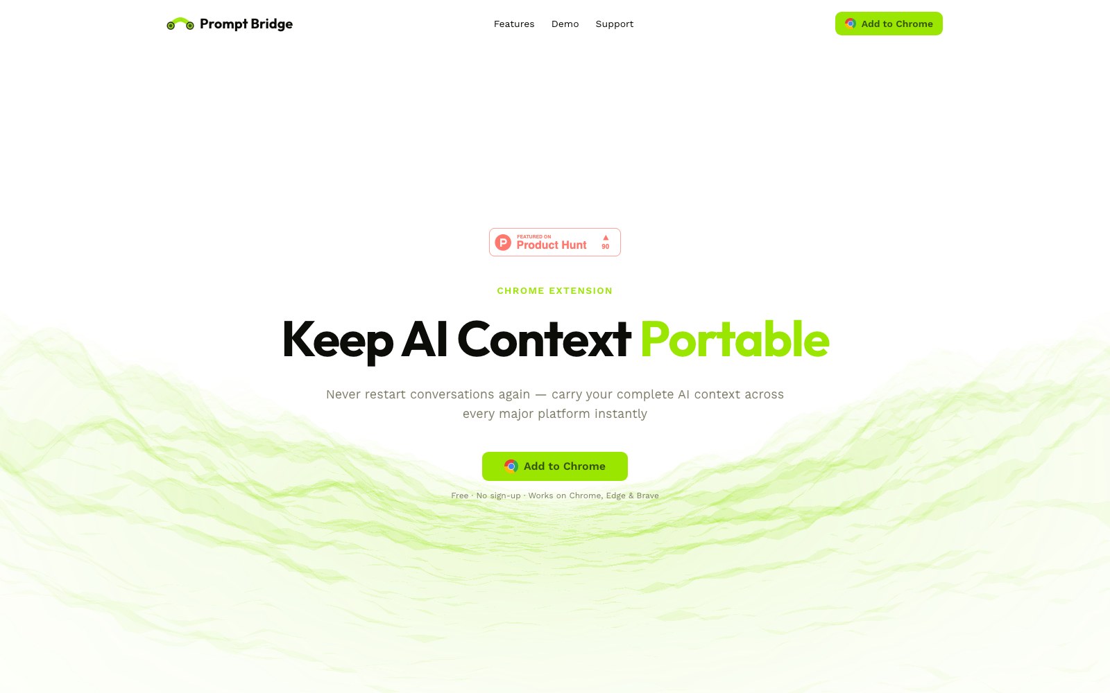 Prompt Bridge homepage screenshot