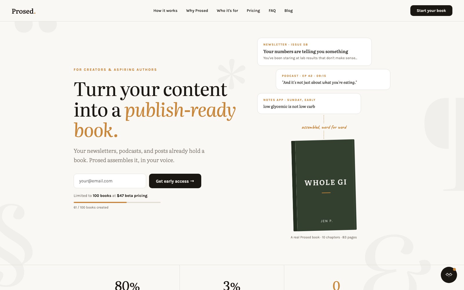 Prosed homepage screenshot