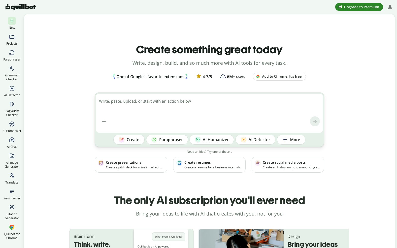 QuillBot homepage screenshot