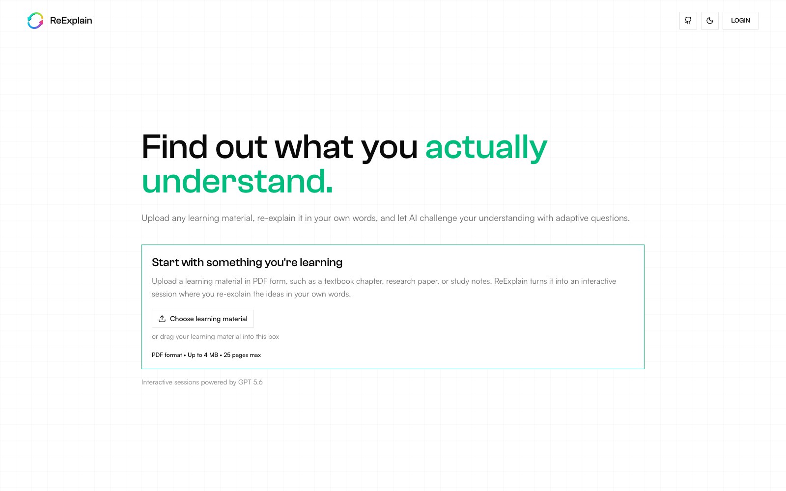 ReExplain homepage screenshot