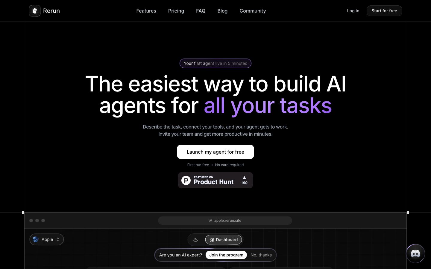 Rerun homepage screenshot