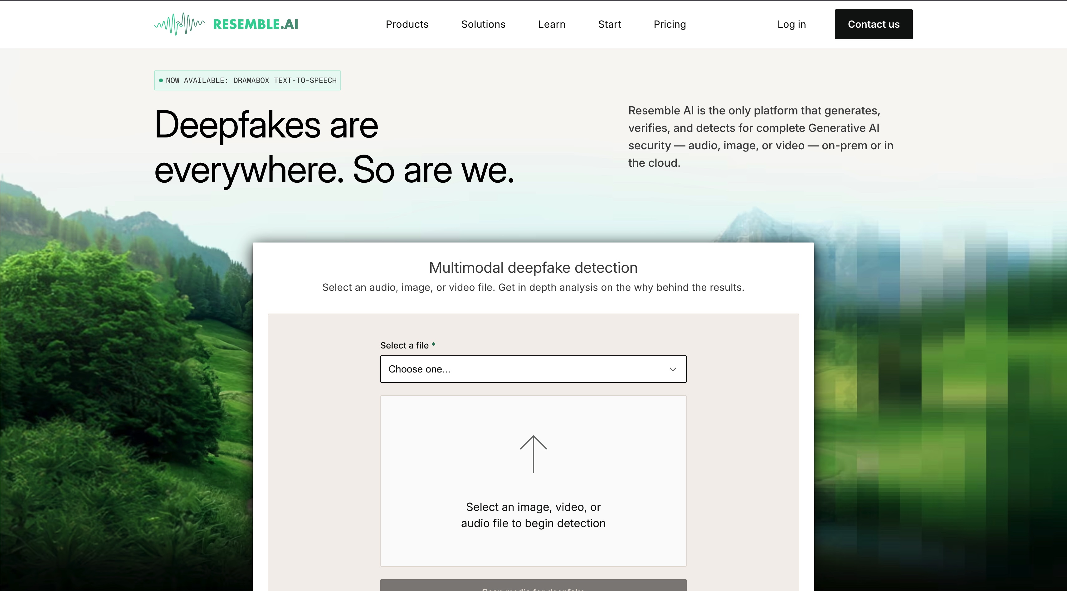 Resemble AI homepage screenshot