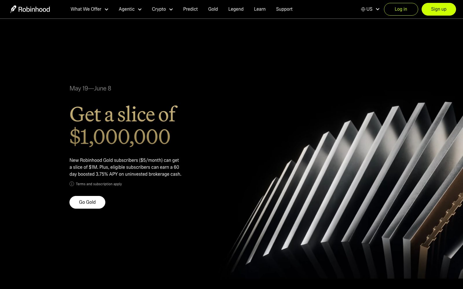 Robinhood homepage screenshot