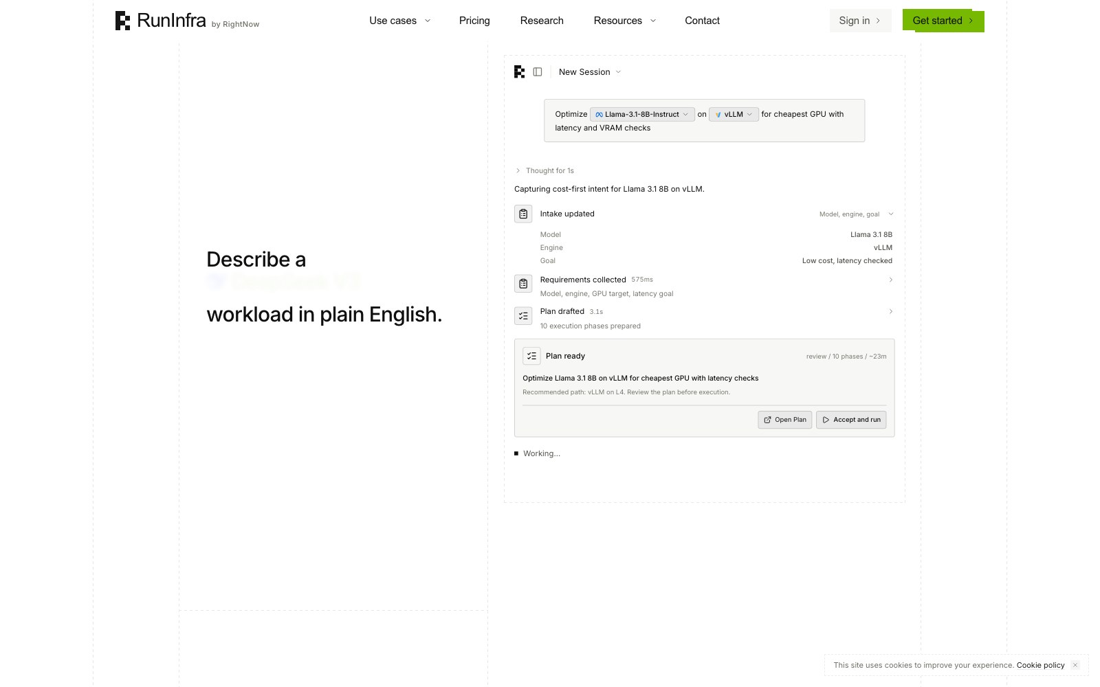RunInfra homepage screenshot