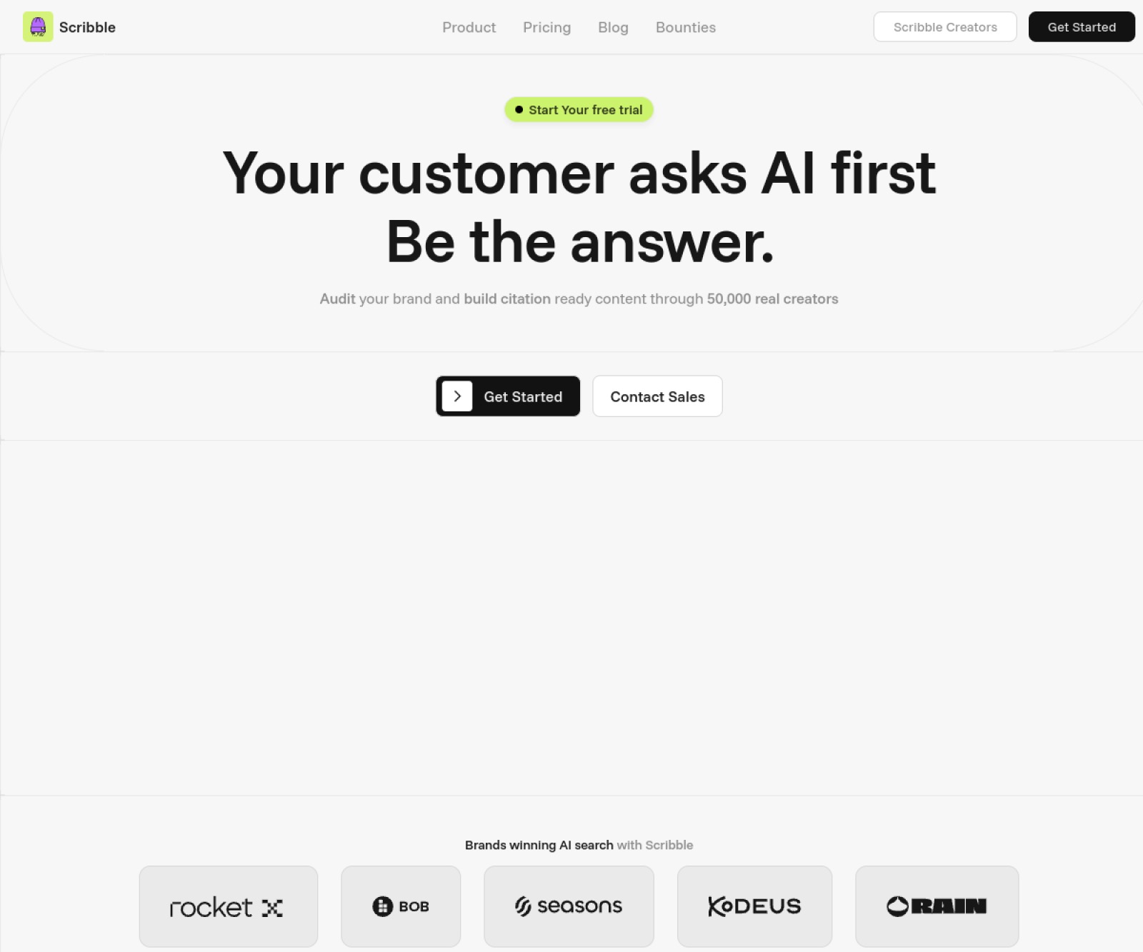 Scribble Network homepage screenshot