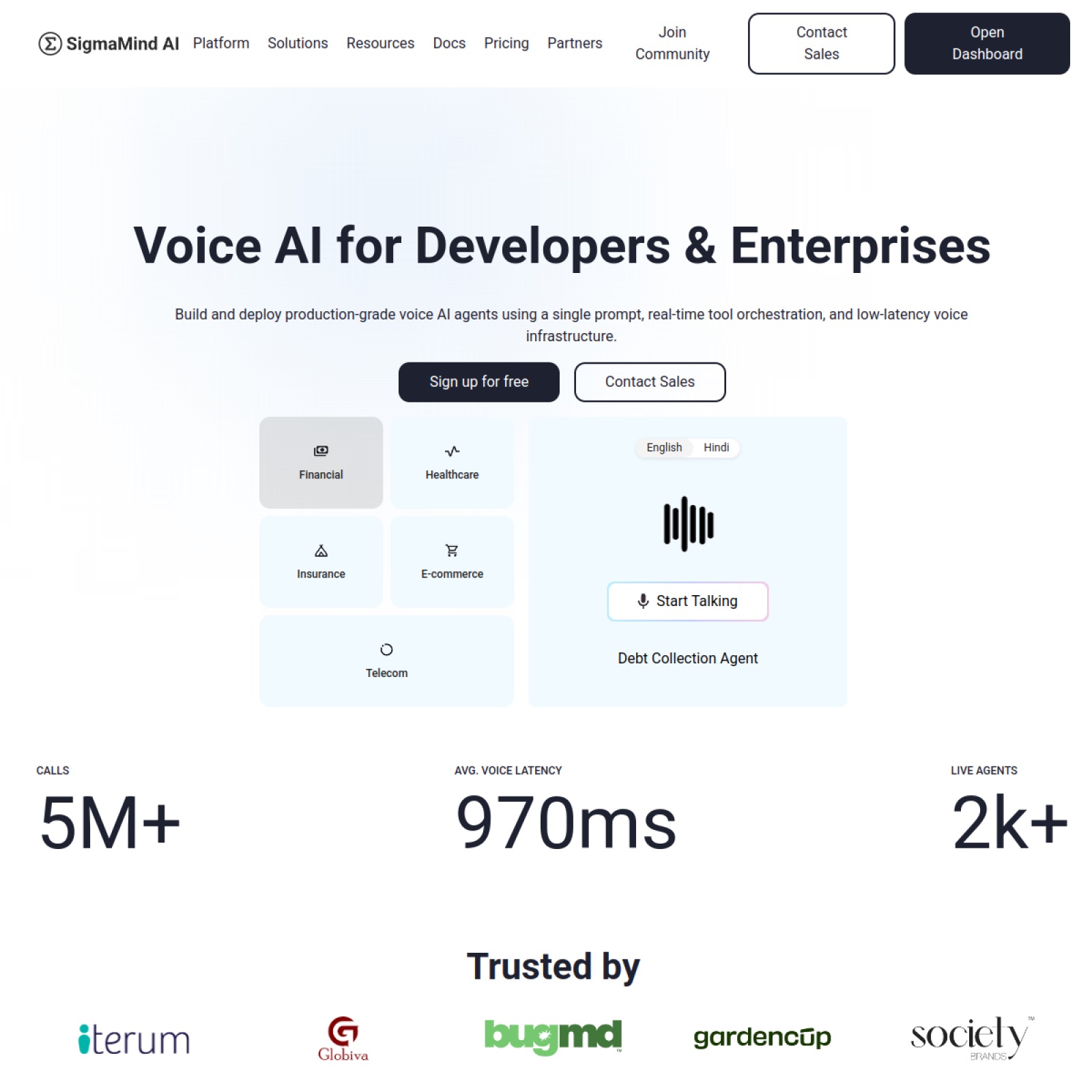 SigmaMind AI homepage screenshot