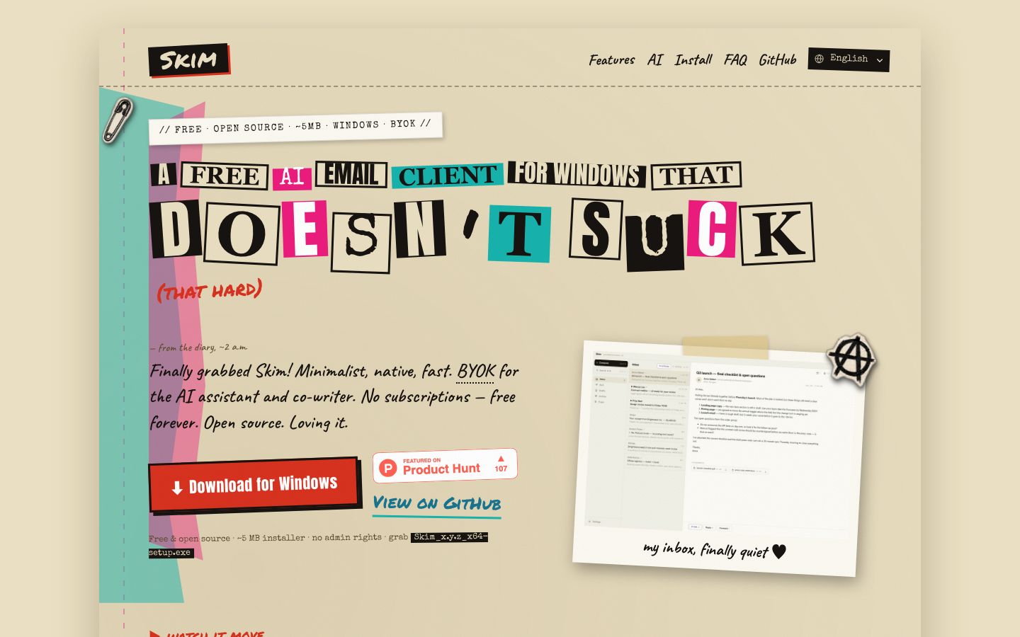 Skim homepage screenshot