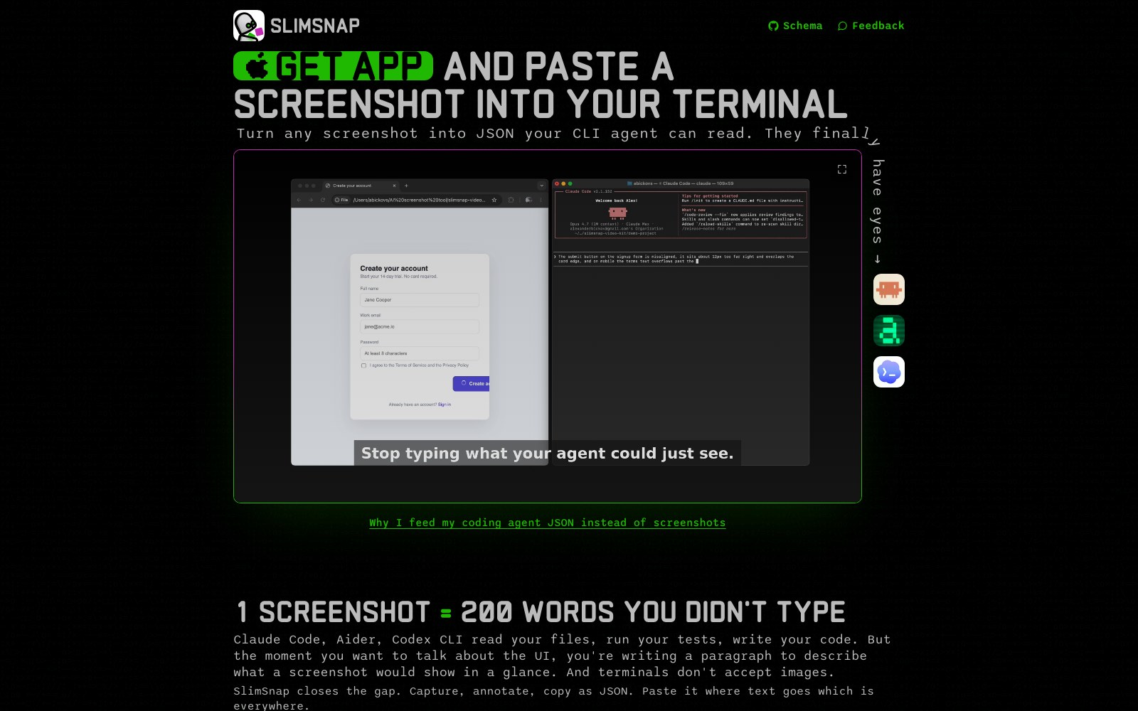 SlimSnap homepage screenshot