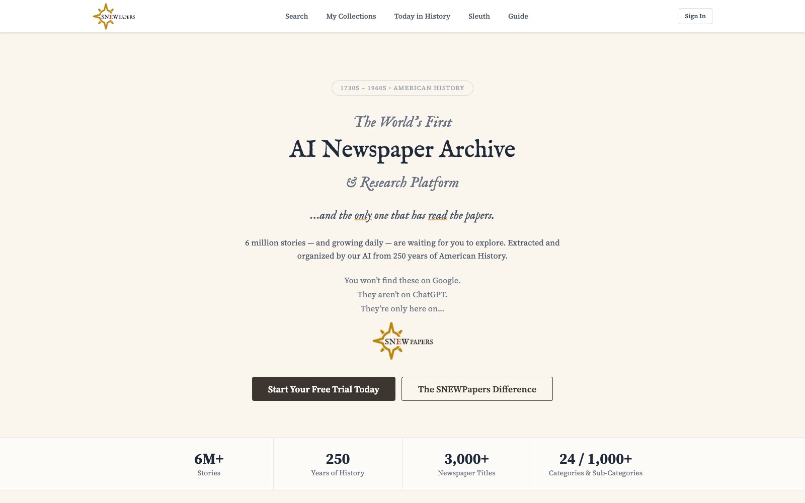SNEWPapers homepage screenshot