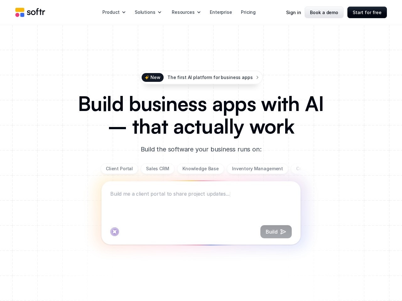 Softr AI Co-Builder homepage screenshot