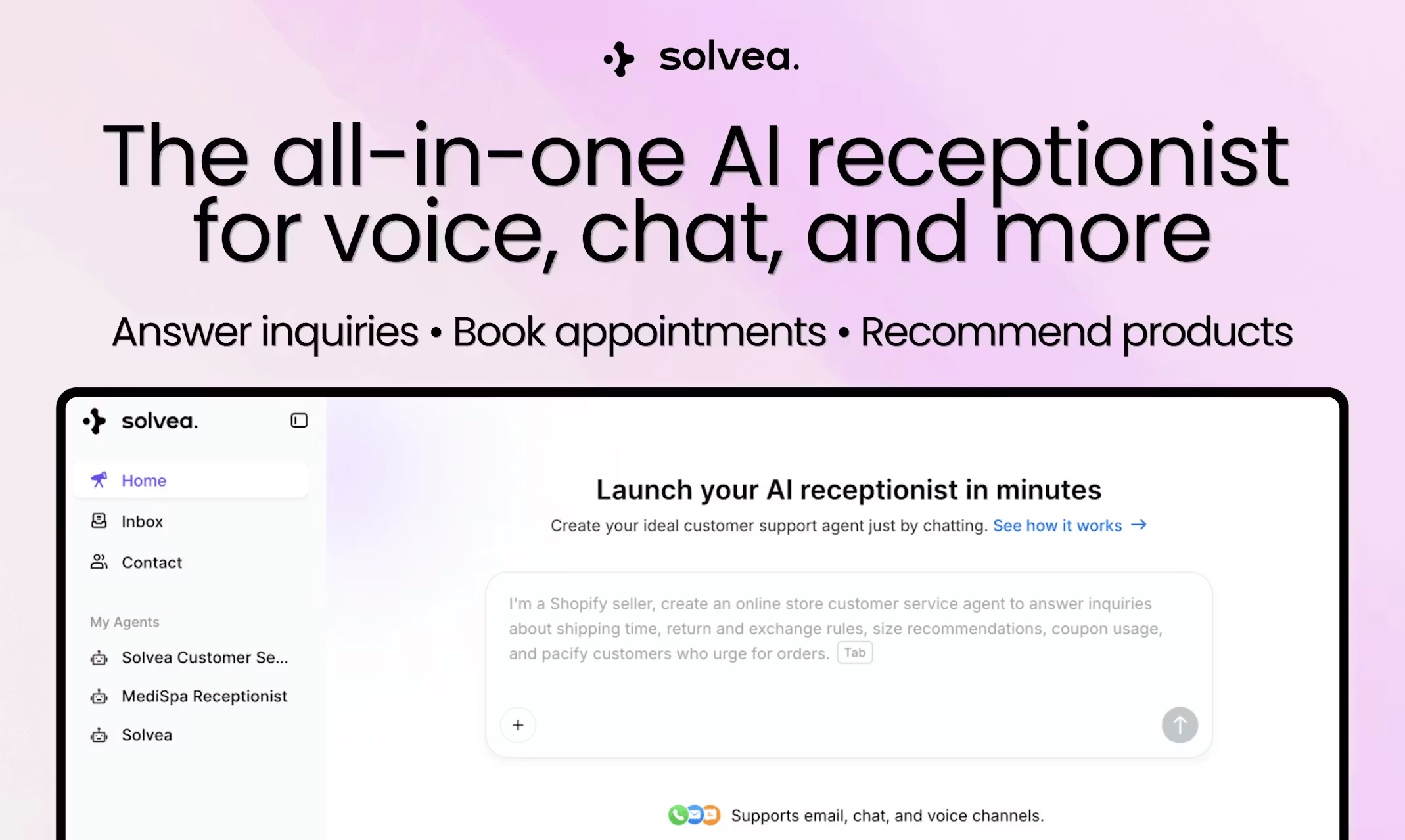 Solvea homepage screenshot