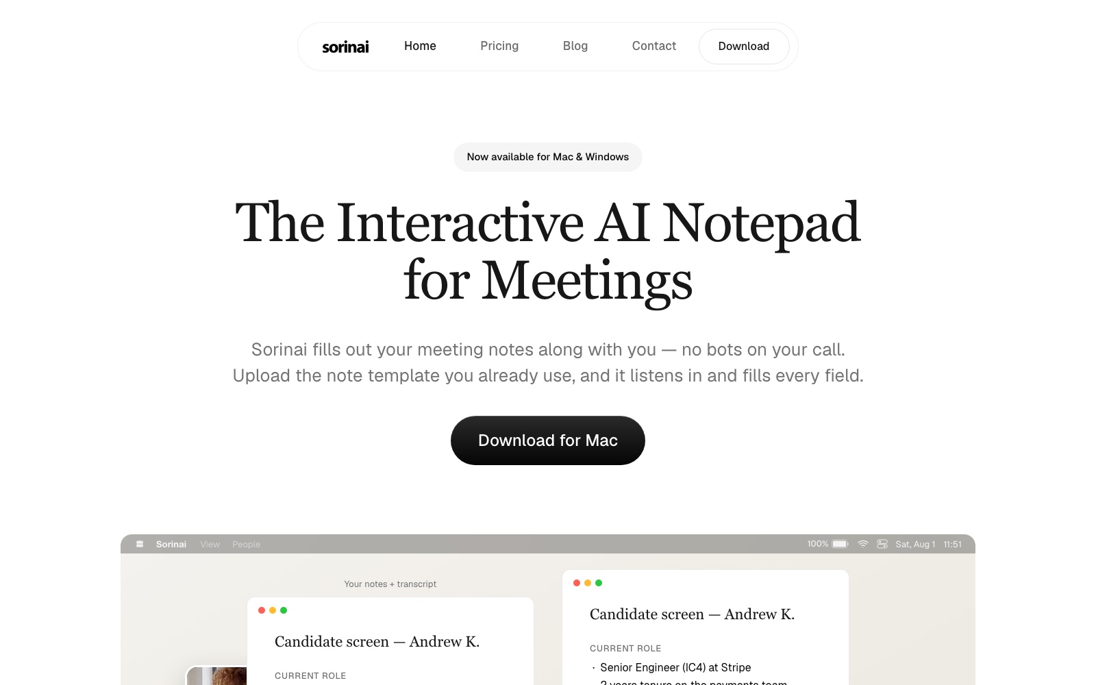 Sorinai homepage screenshot