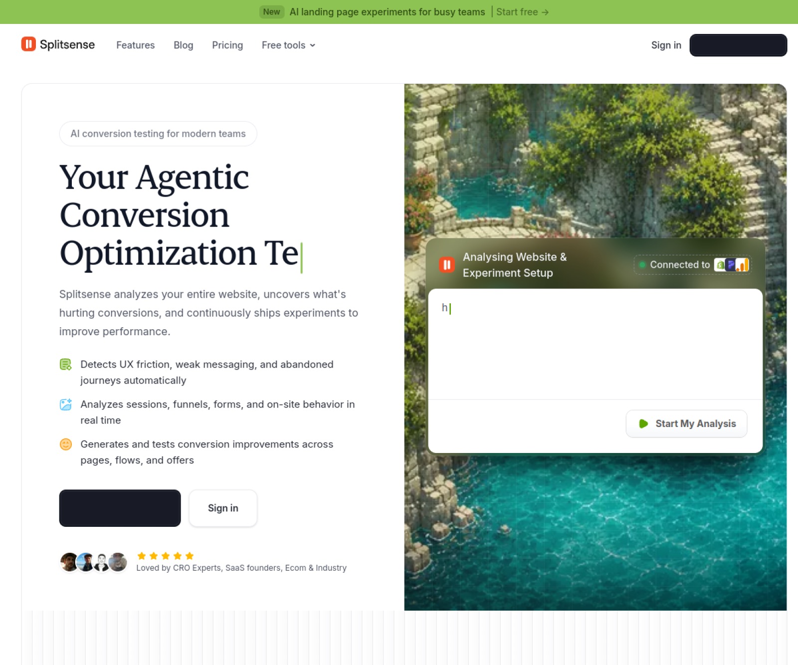 Splitsense homepage screenshot