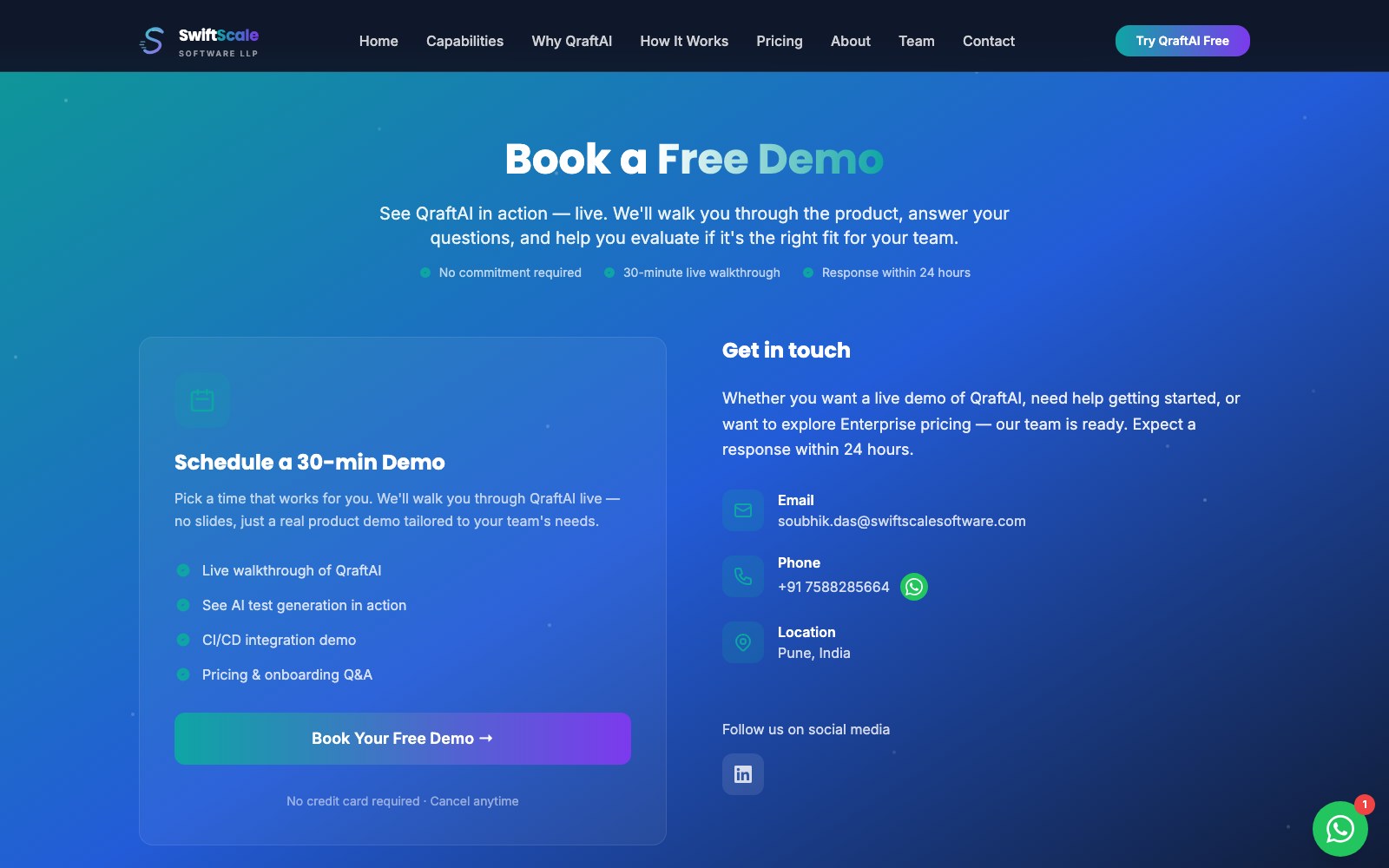 SwiftScale Software homepage screenshot