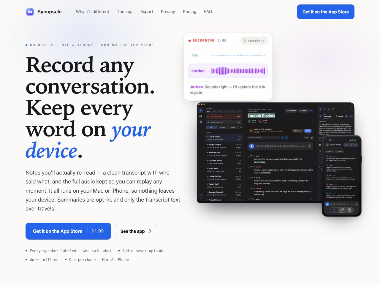 Synopsule homepage screenshot