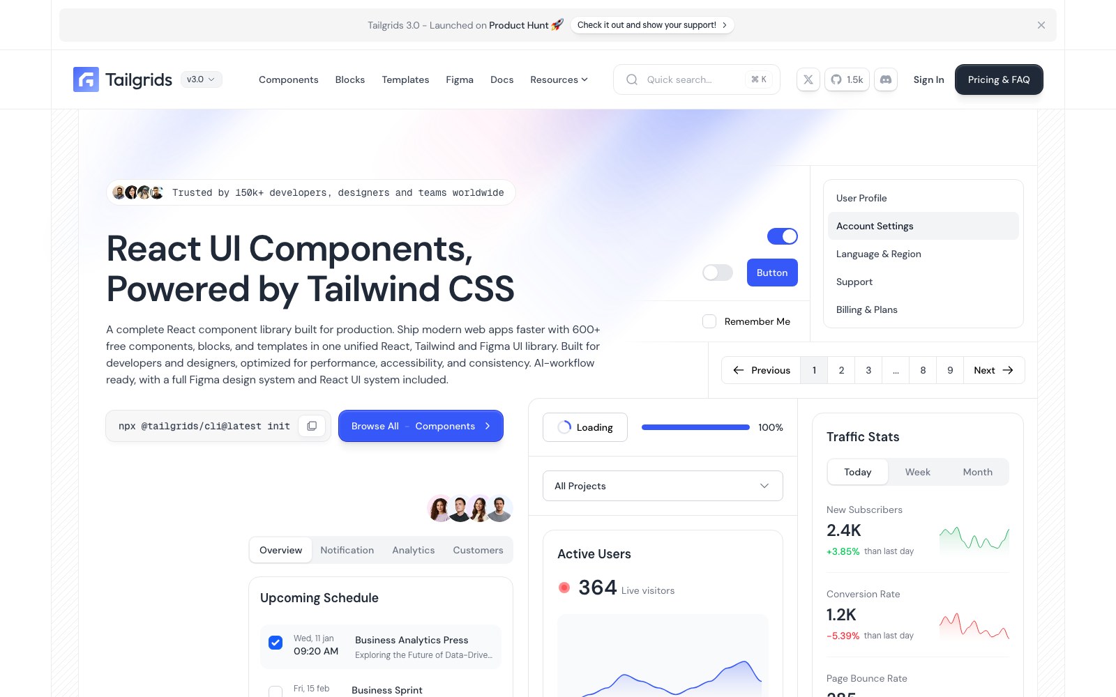 TailGrids homepage screenshot