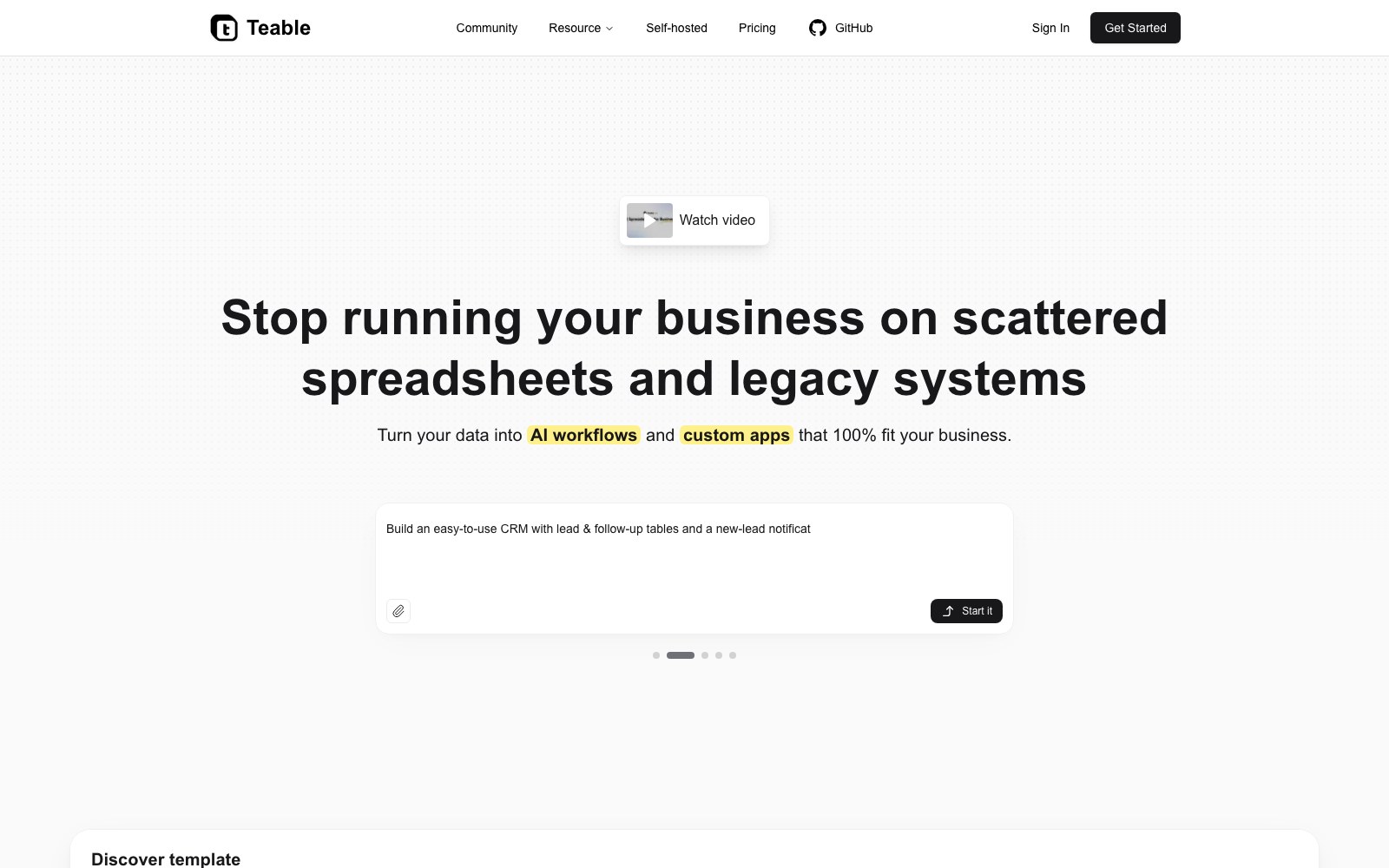 Teable 3.0 homepage screenshot