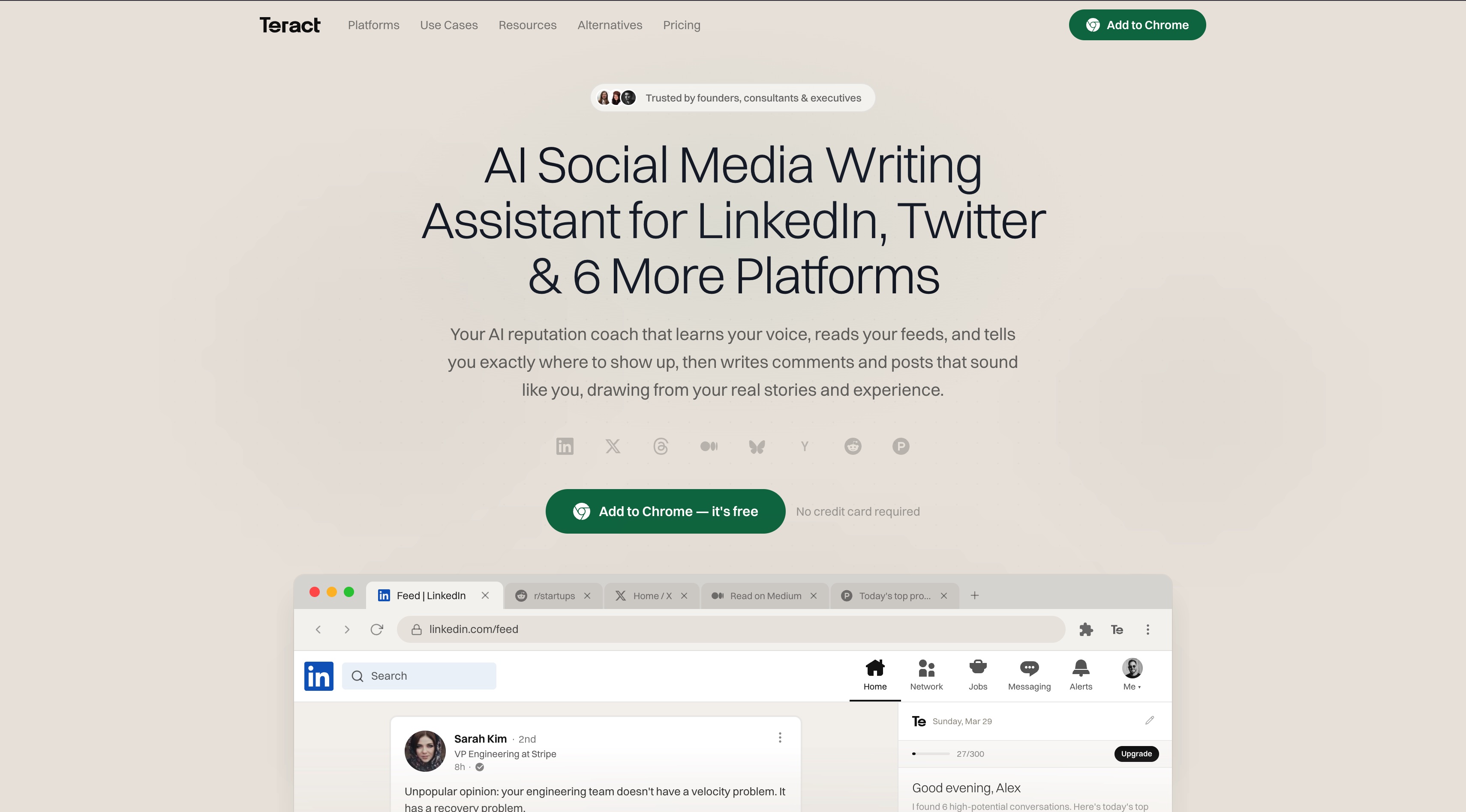 Teract homepage screenshot