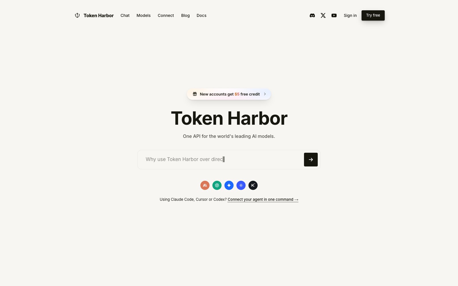 Token Harbor homepage screenshot