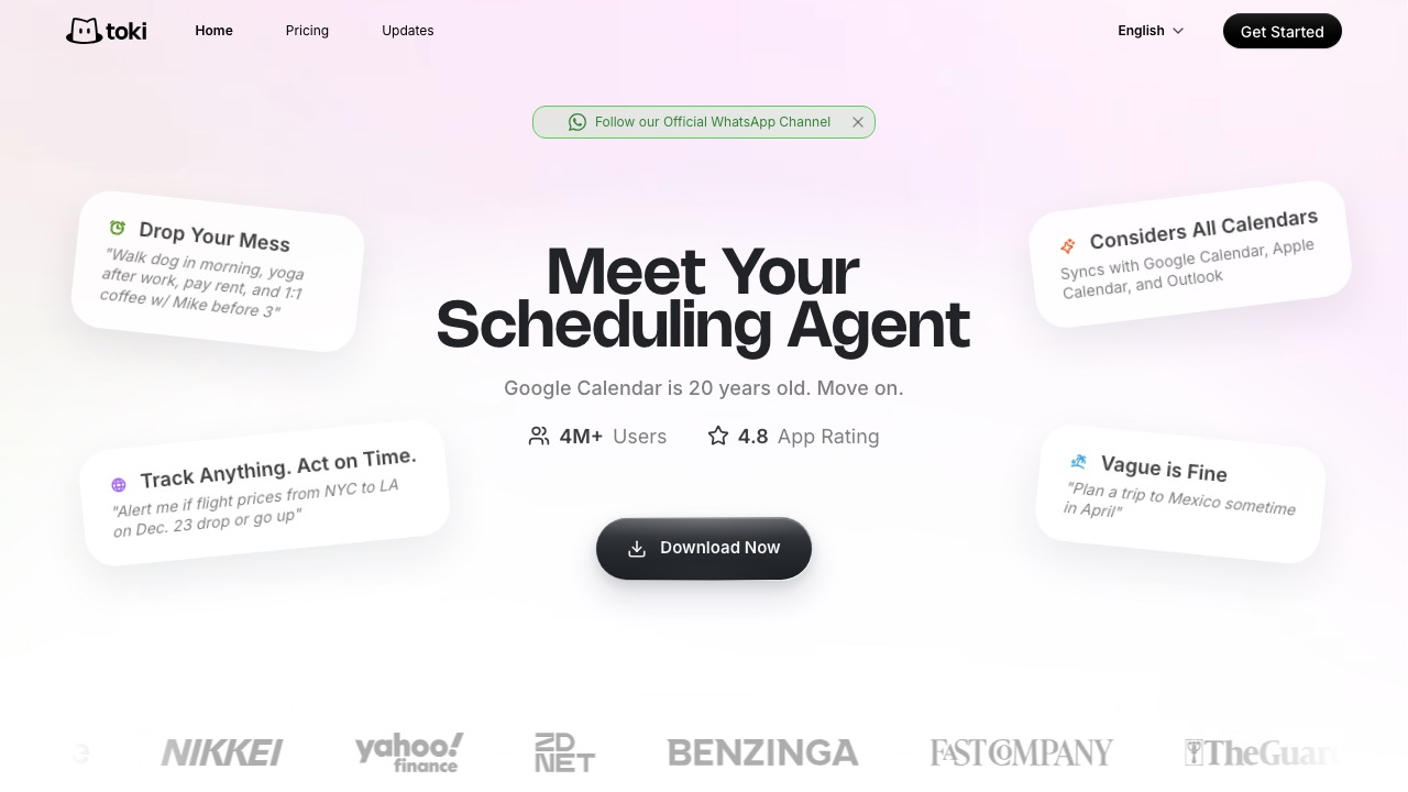Toki homepage screenshot