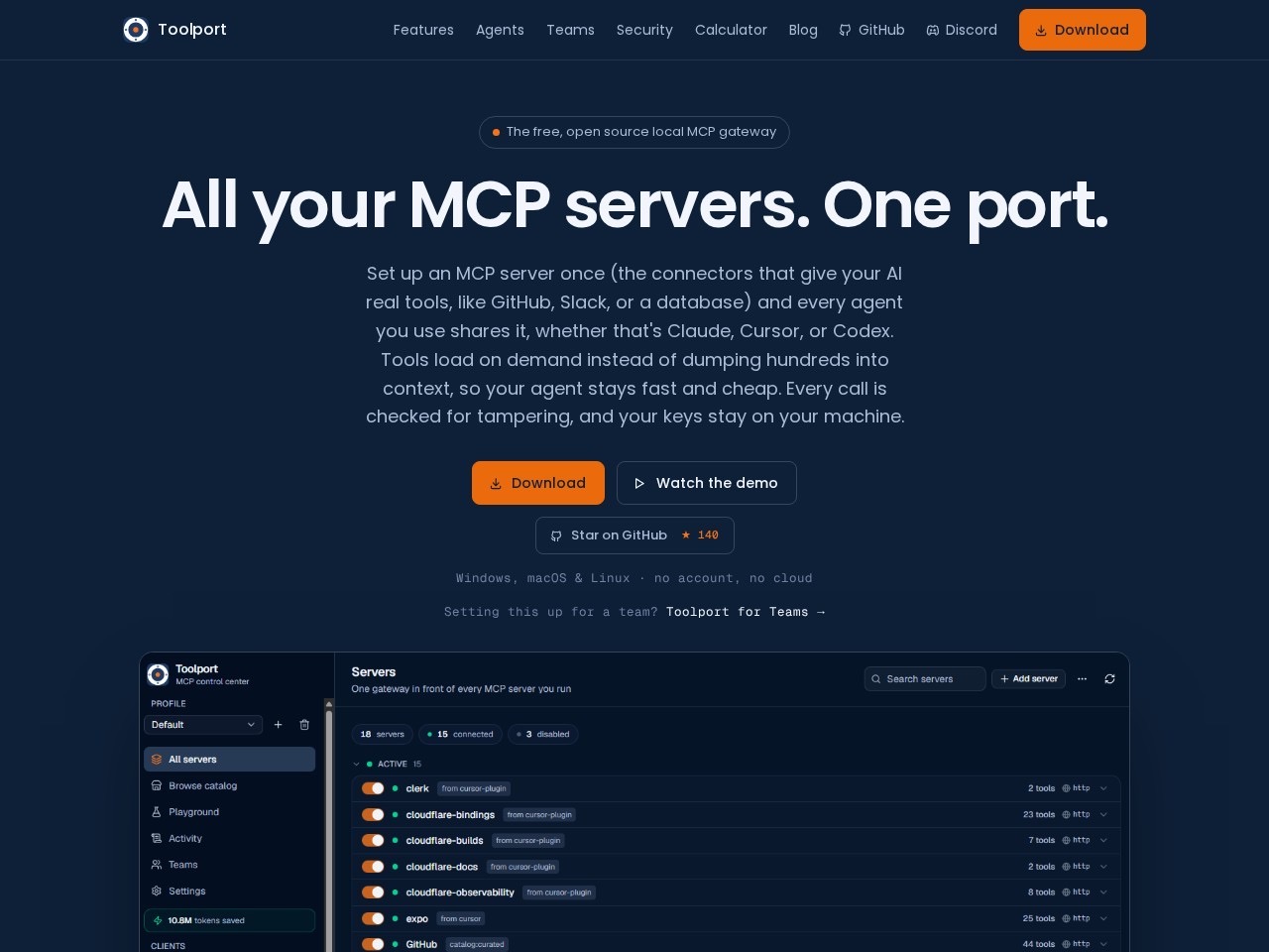 Toolport homepage screenshot