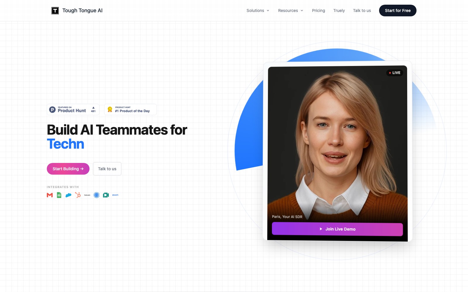 Tough Tongue AI homepage screenshot