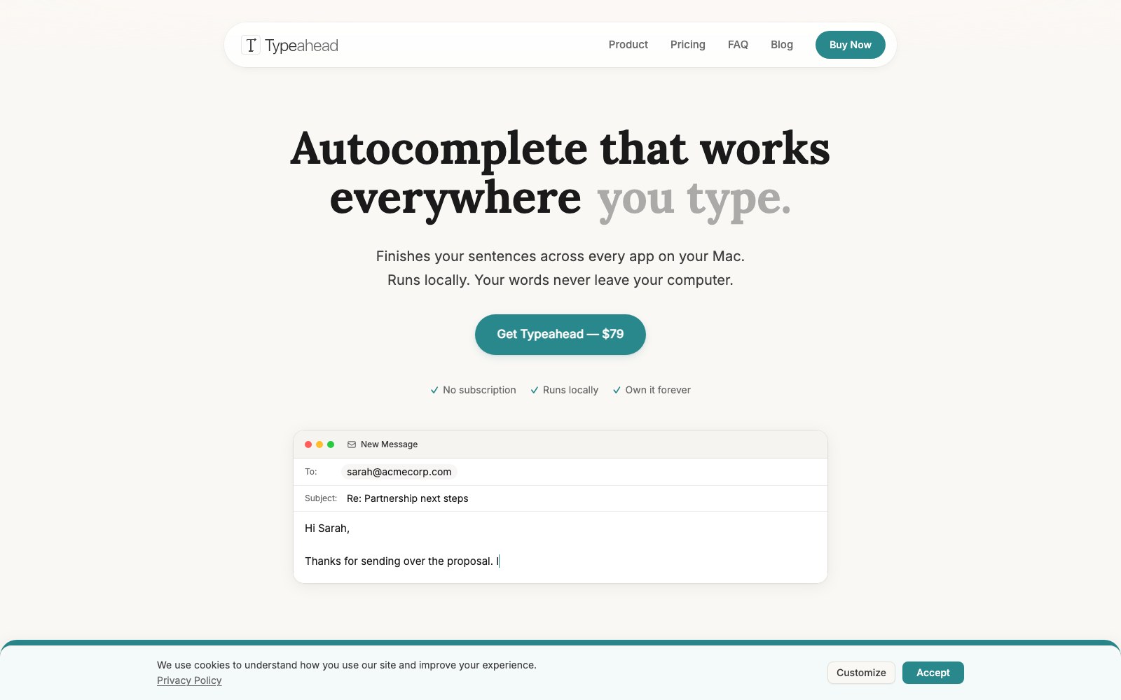 Typeahead homepage screenshot