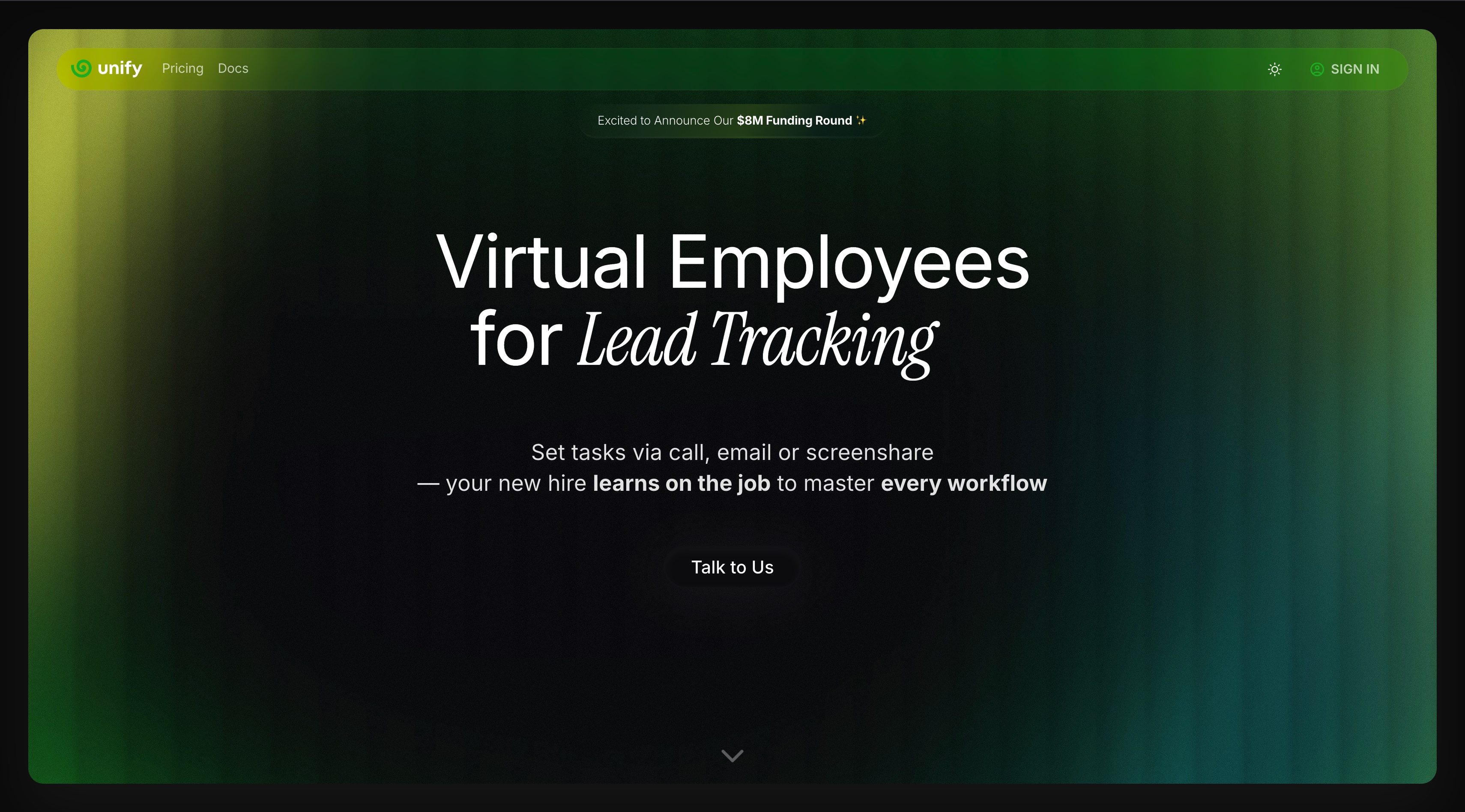 Unify AI homepage screenshot