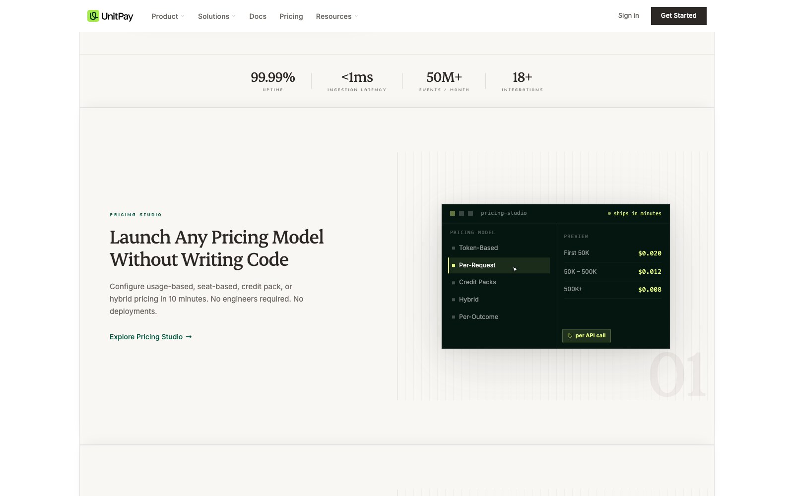 UnitPay homepage screenshot