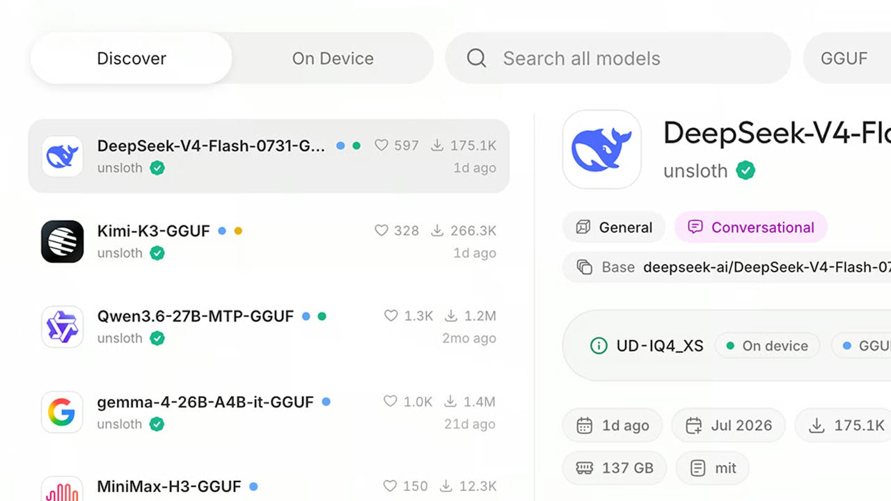 Unsloth Desktop homepage screenshot