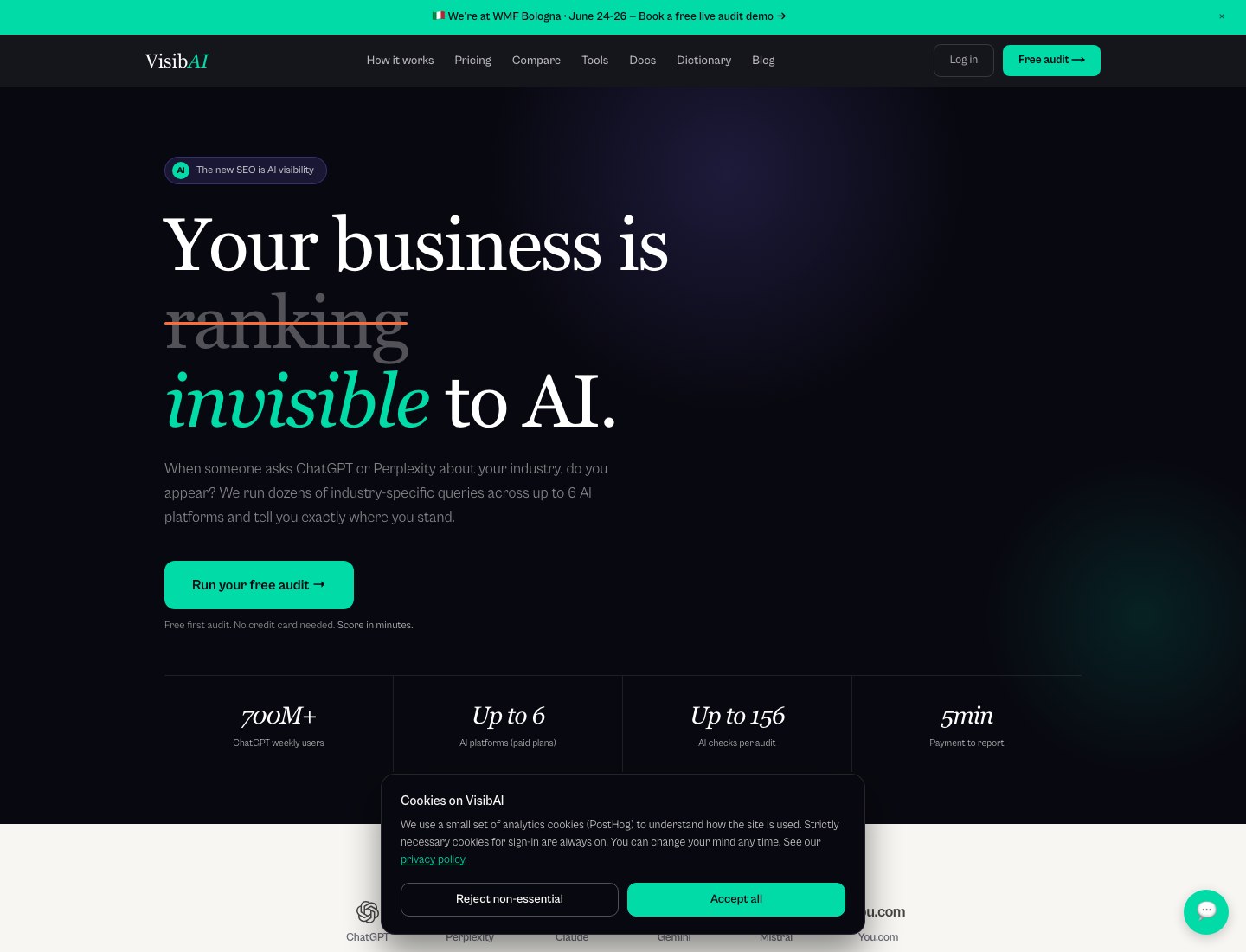 VisibAI homepage screenshot