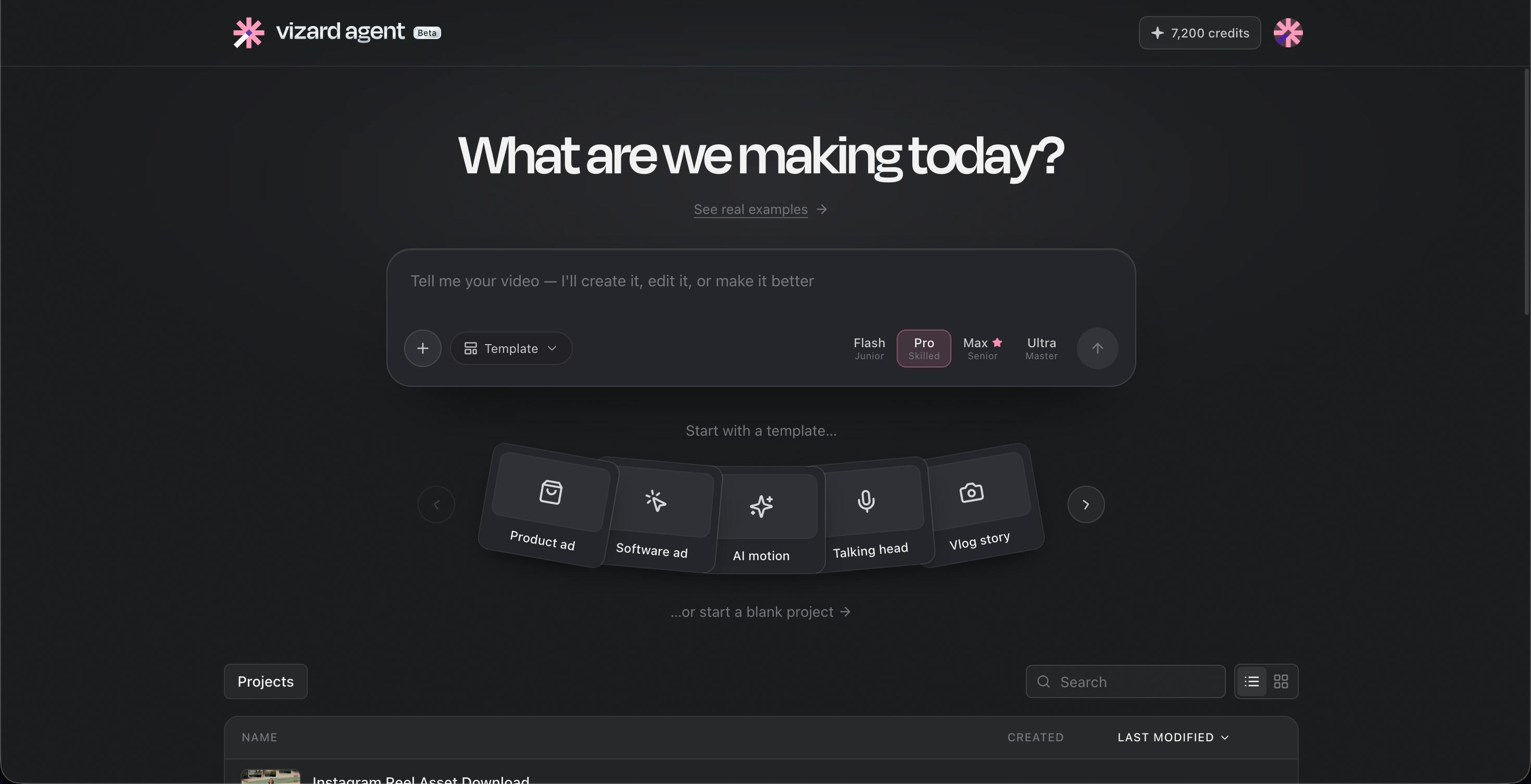 Vizard Agent homepage screenshot