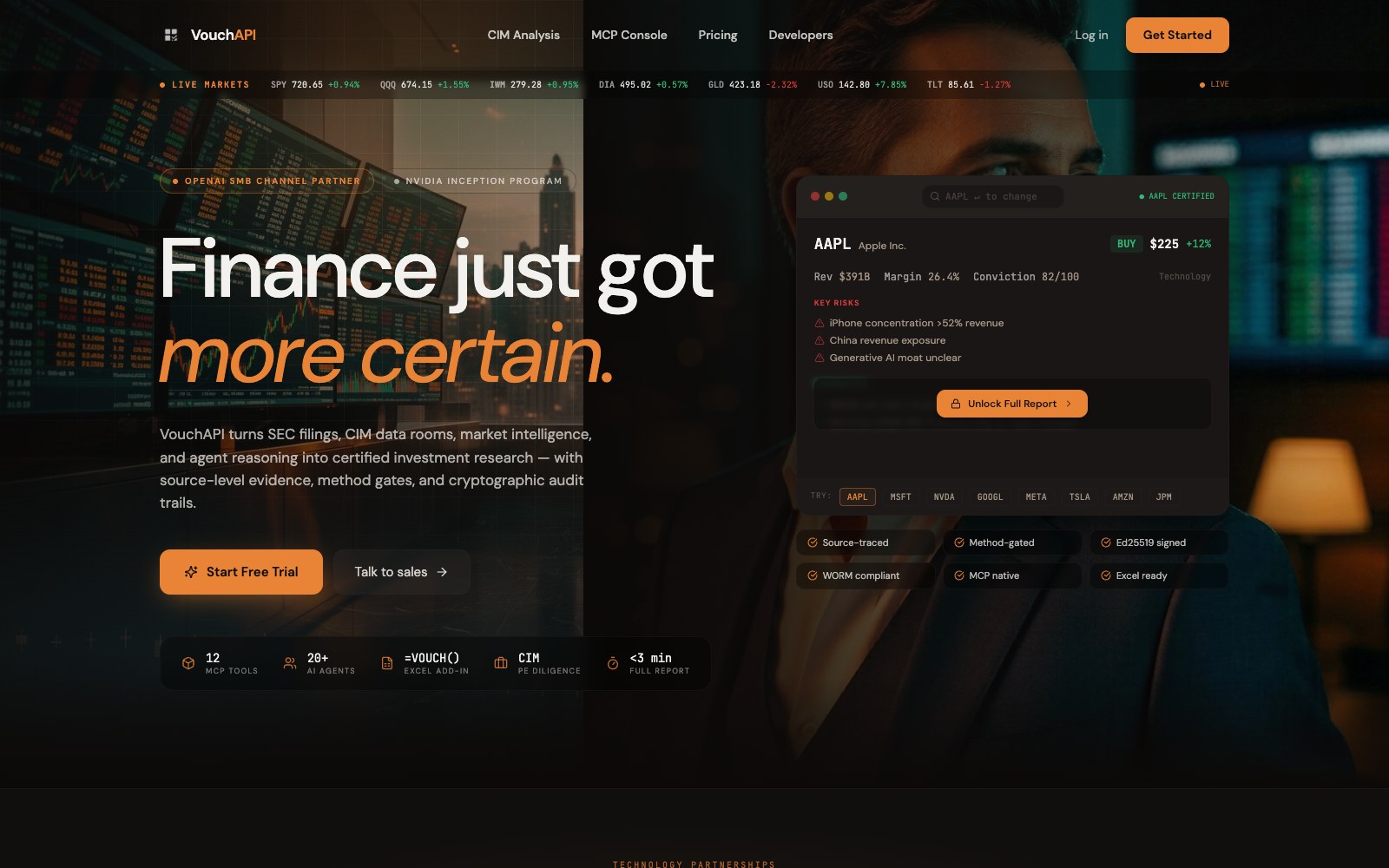 Vouch API homepage screenshot
