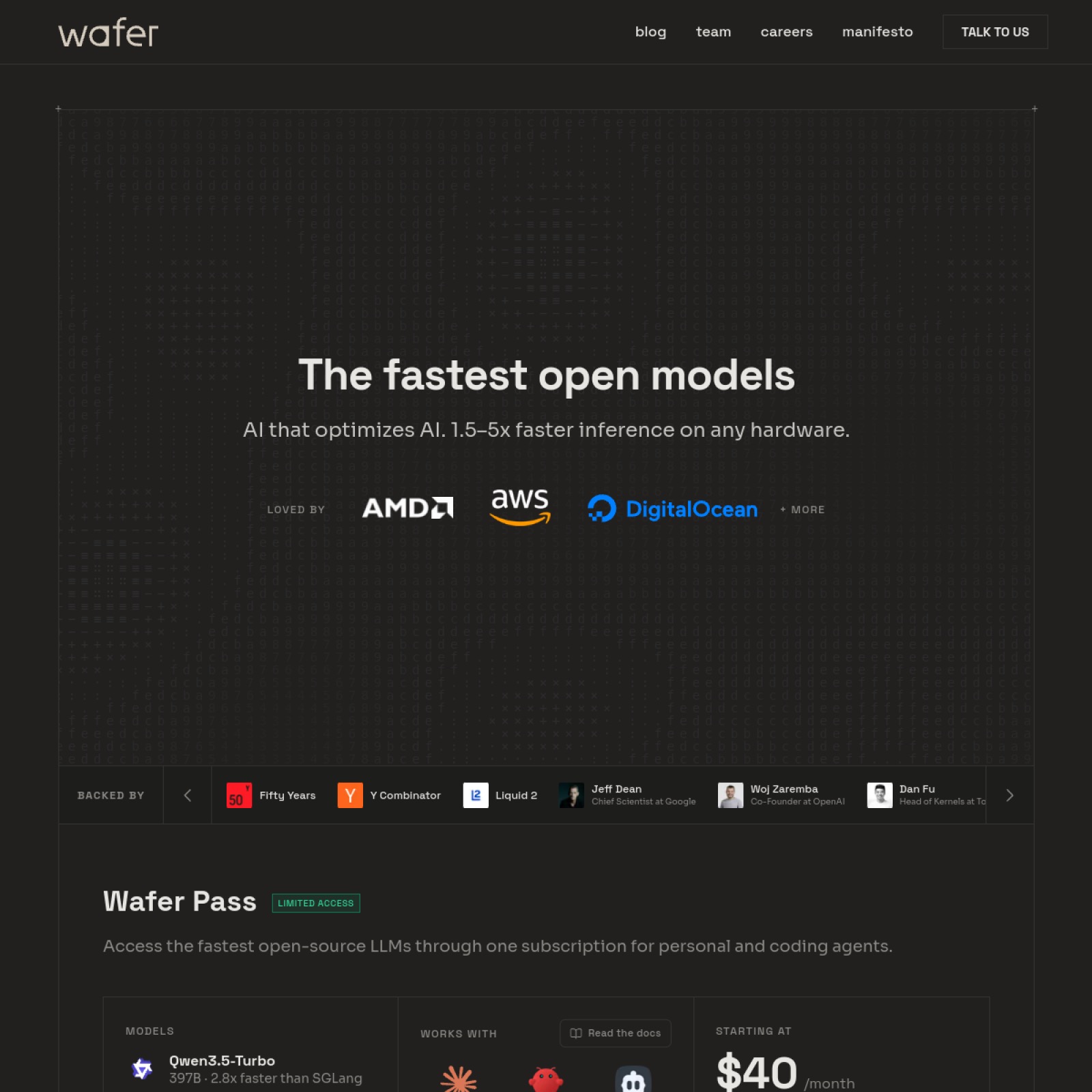 Wafer homepage screenshot