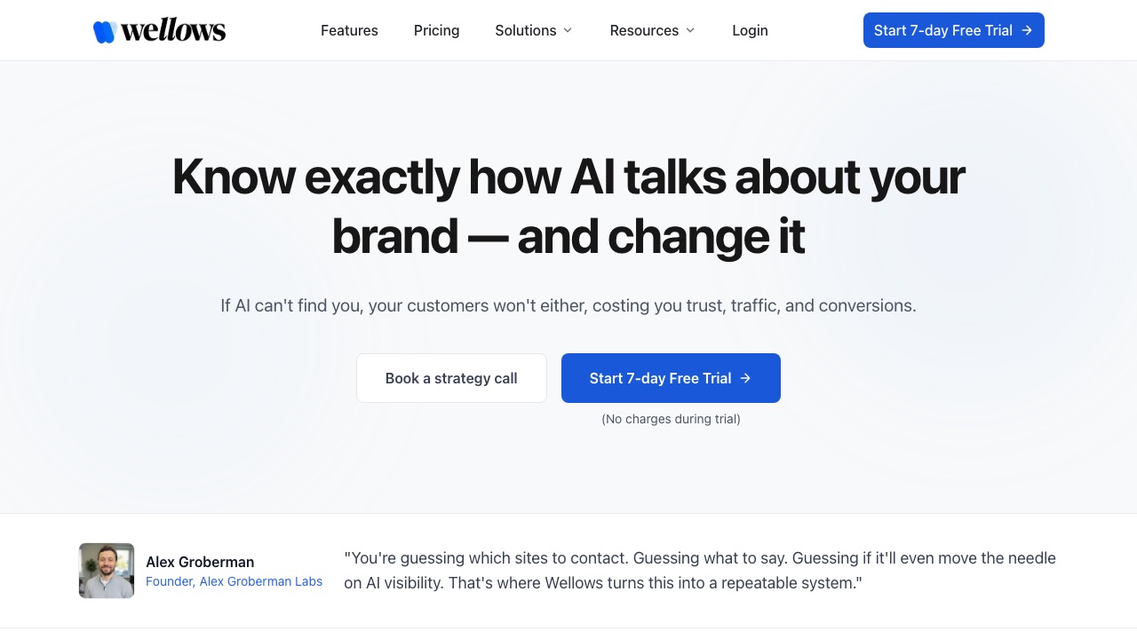 Wellows homepage screenshot