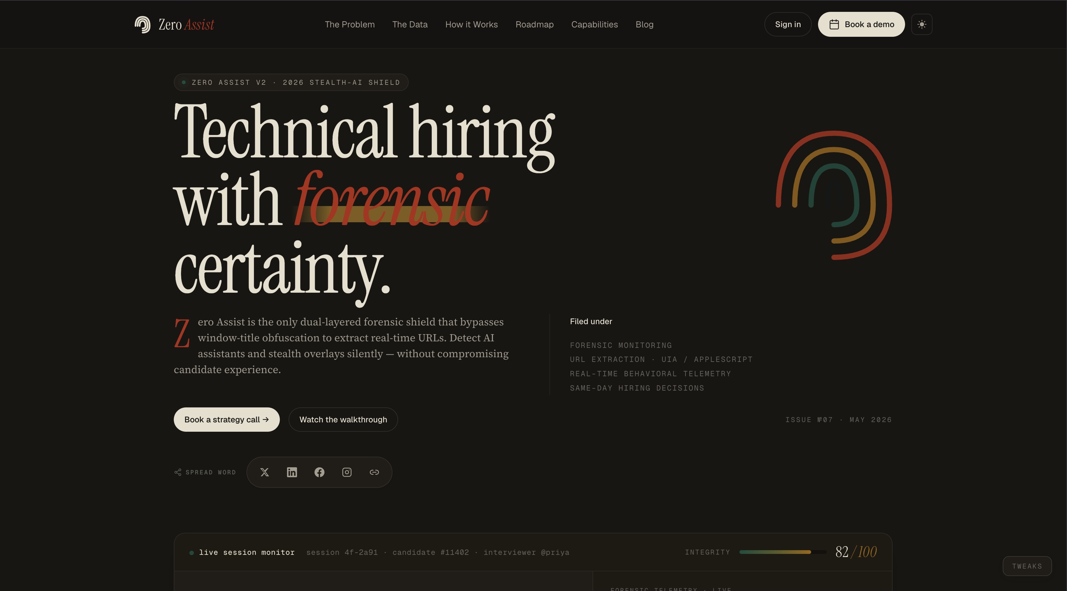 Zero Assist homepage screenshot