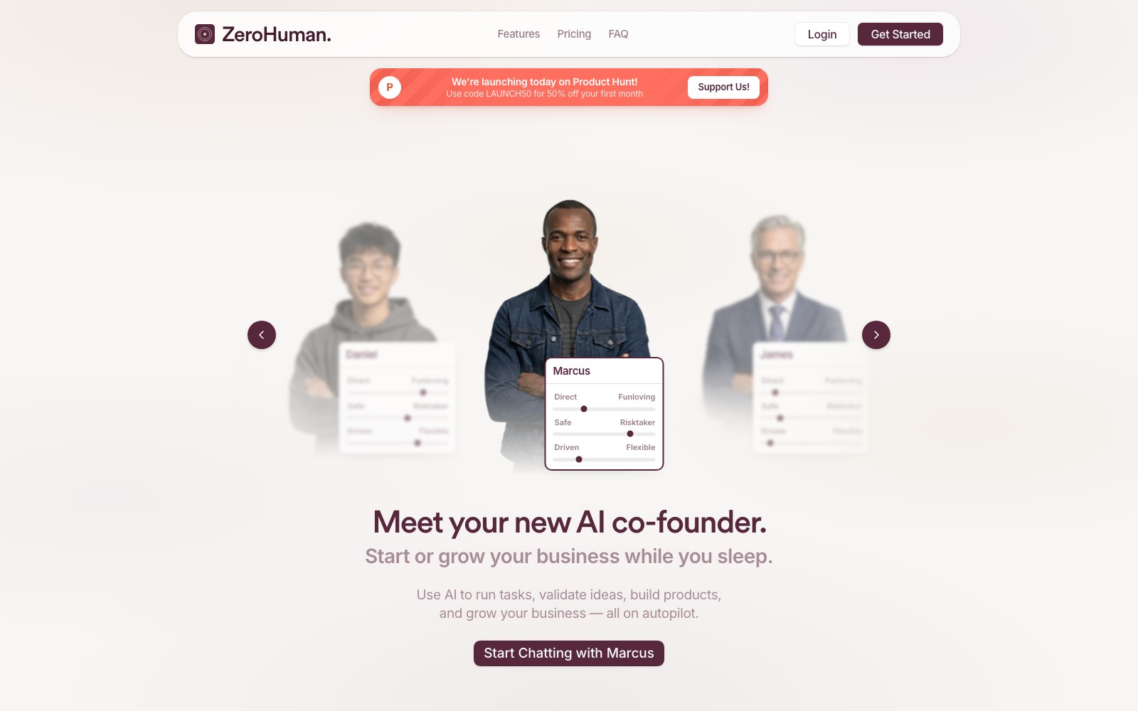 ZeroHuman homepage screenshot