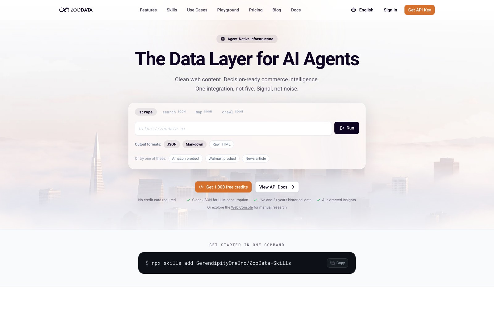 ZooData homepage screenshot